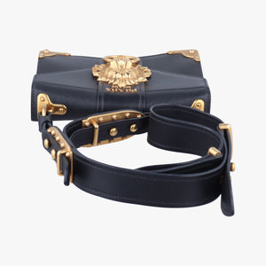 Pre-owned Prada Animalier Cahier Lions Head Black Leather 1BD089 shoulderbag | stylenewstar