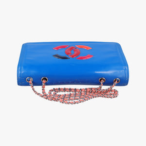 Pre-owned Chanel Lipstick Blue Enamel A66936 shoulderbag | stylenewstar