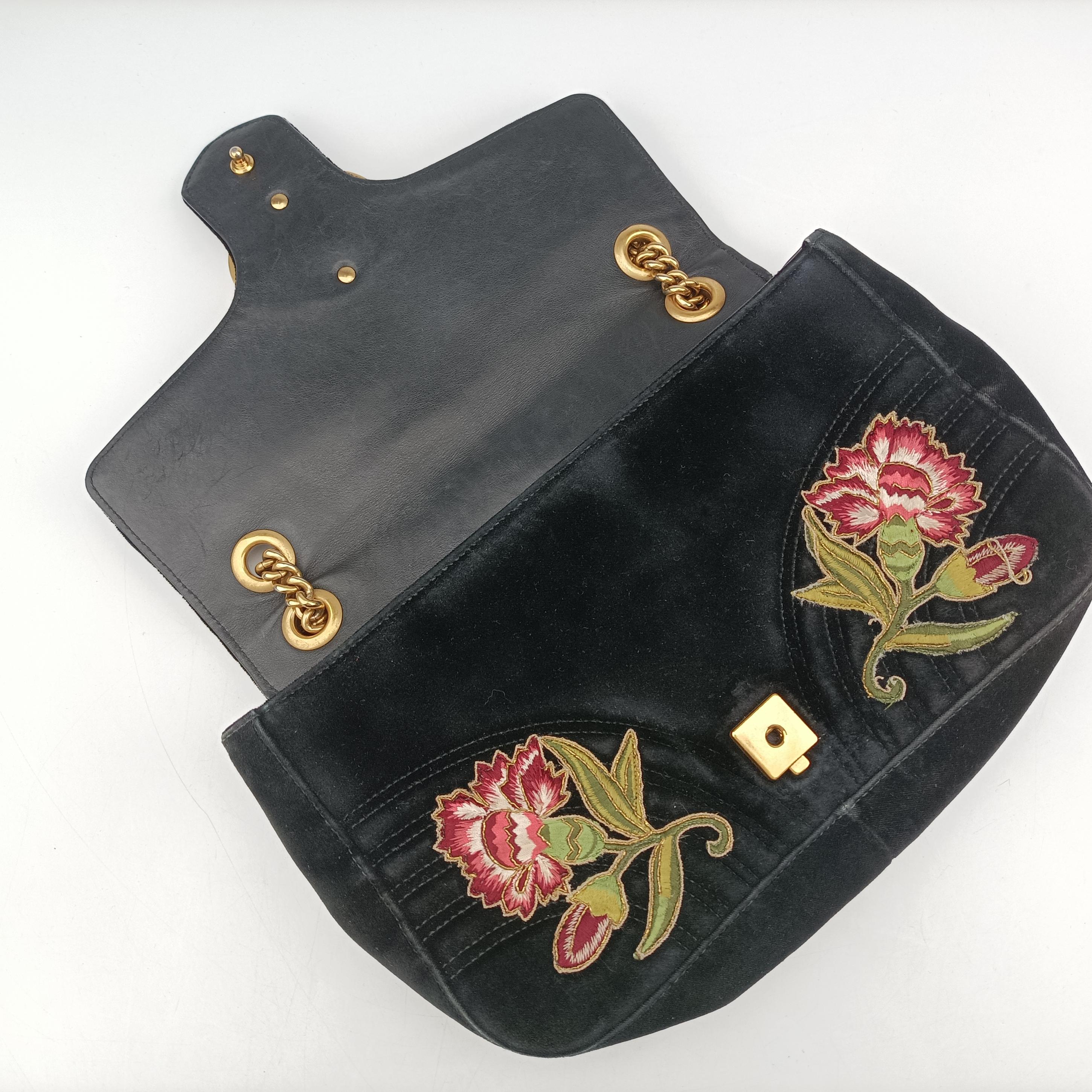 Secondhand Gucci GG Marmont Black×Multicolour velour 443496 shoulderbag | stylenewstar