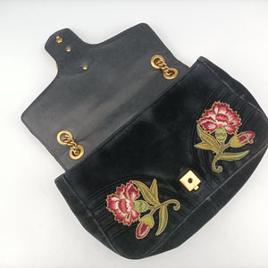 Secondhand Gucci GG Marmont Black×Multicolour velour 443496 shoulderbag | stylenewstar