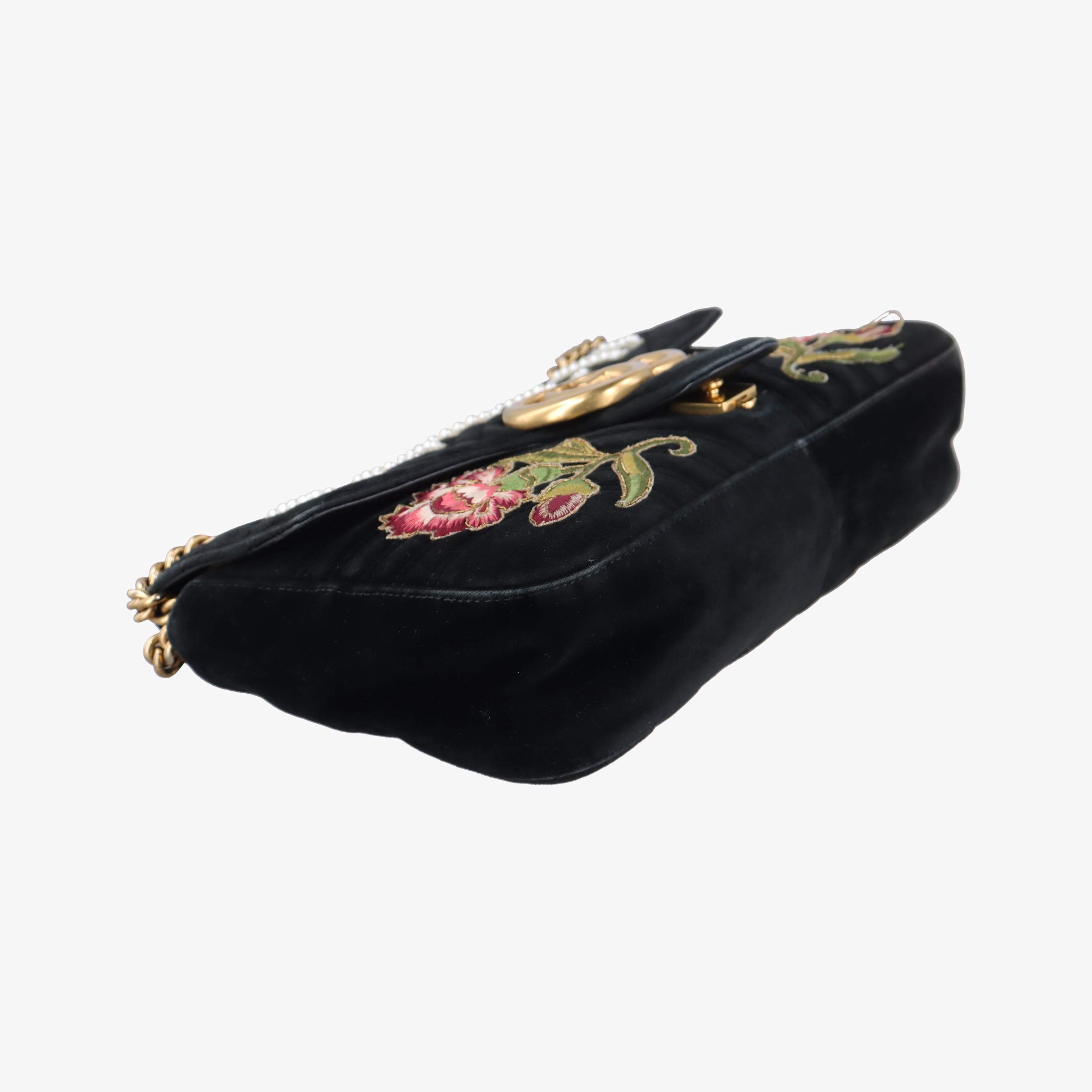 Secondhand Gucci GG Marmont Black×Multicolour velour 443496 shoulderbag | stylenewstar