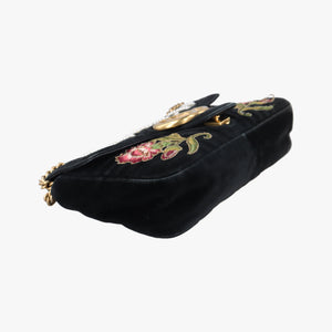 Secondhand Gucci GG Marmont Black×Multicolour velour 443496 shoulderbag | stylenewstar