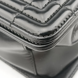 Vintage Chanel BOY CHANEL Black Patent A67021 shoulderbag | stylenewstar
