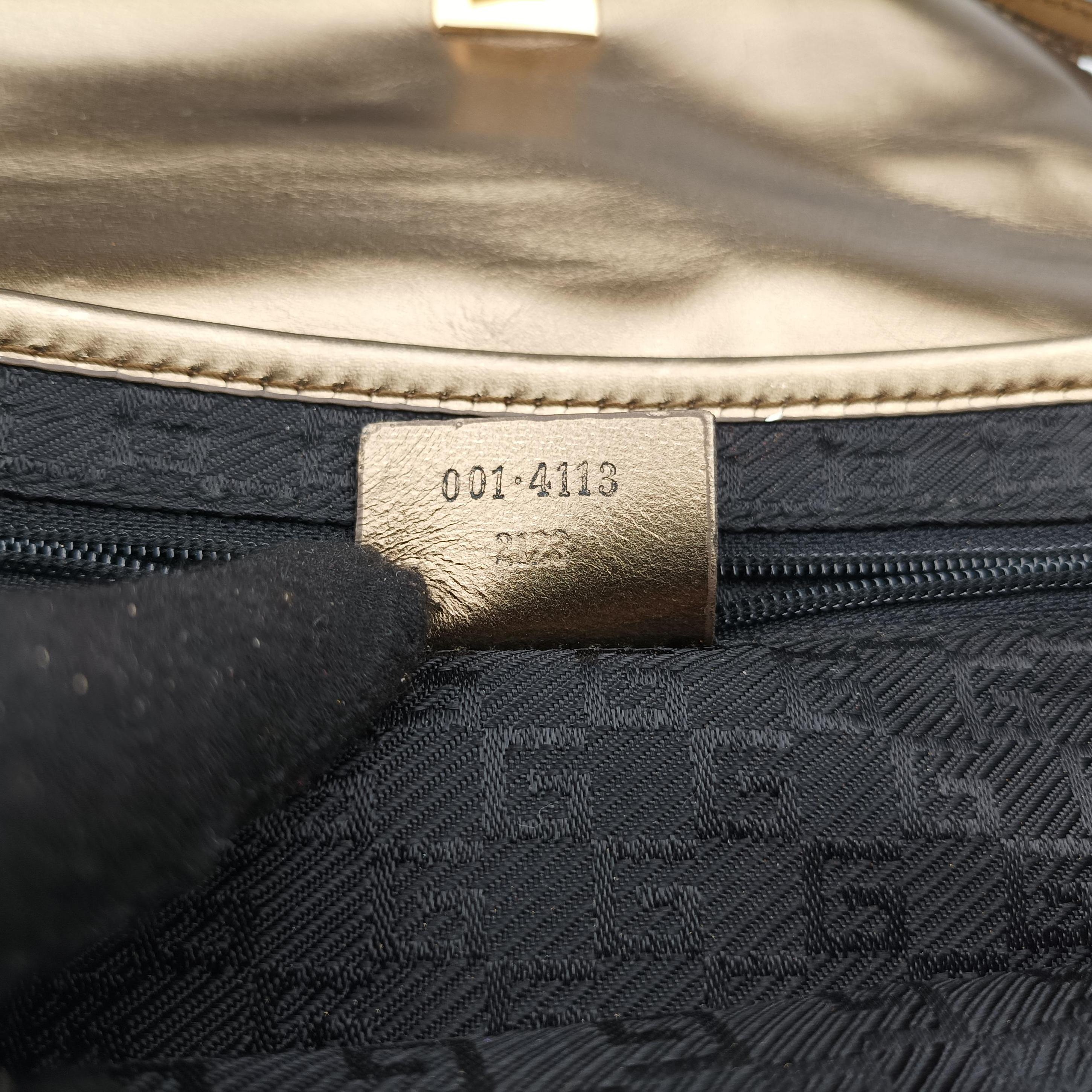 Pre-owned Gucci Tiger Head Gold x Brown Leather 001.41 shoulderbag | stylenewstar