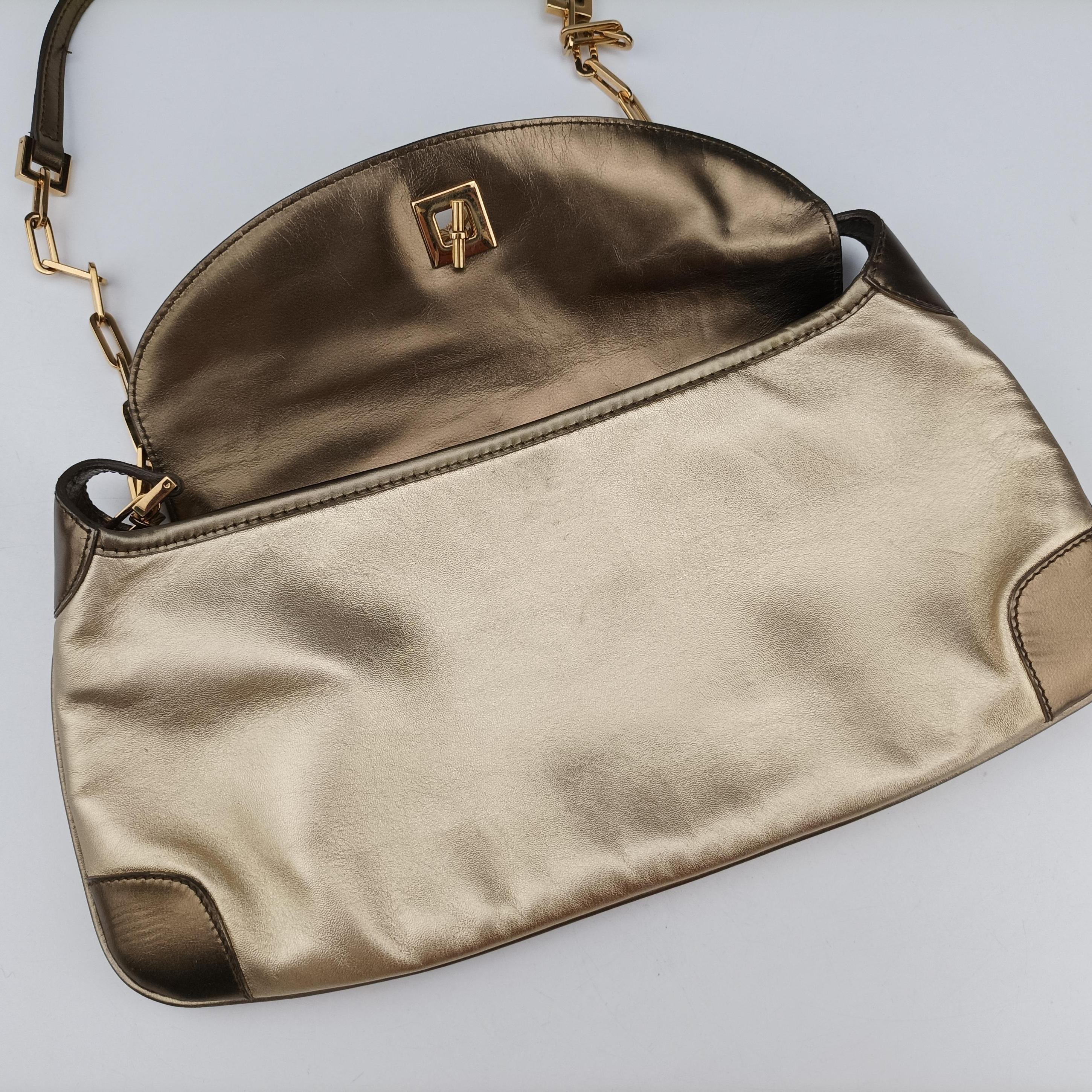 Pre-owned Gucci Tiger Head Gold x Brown Leather 001.41 shoulderbag | stylenewstar