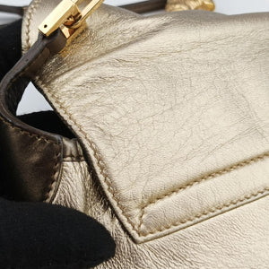 Pre-owned Gucci Tiger Head Gold x Brown Leather 001.41 shoulderbag | stylenewstar
