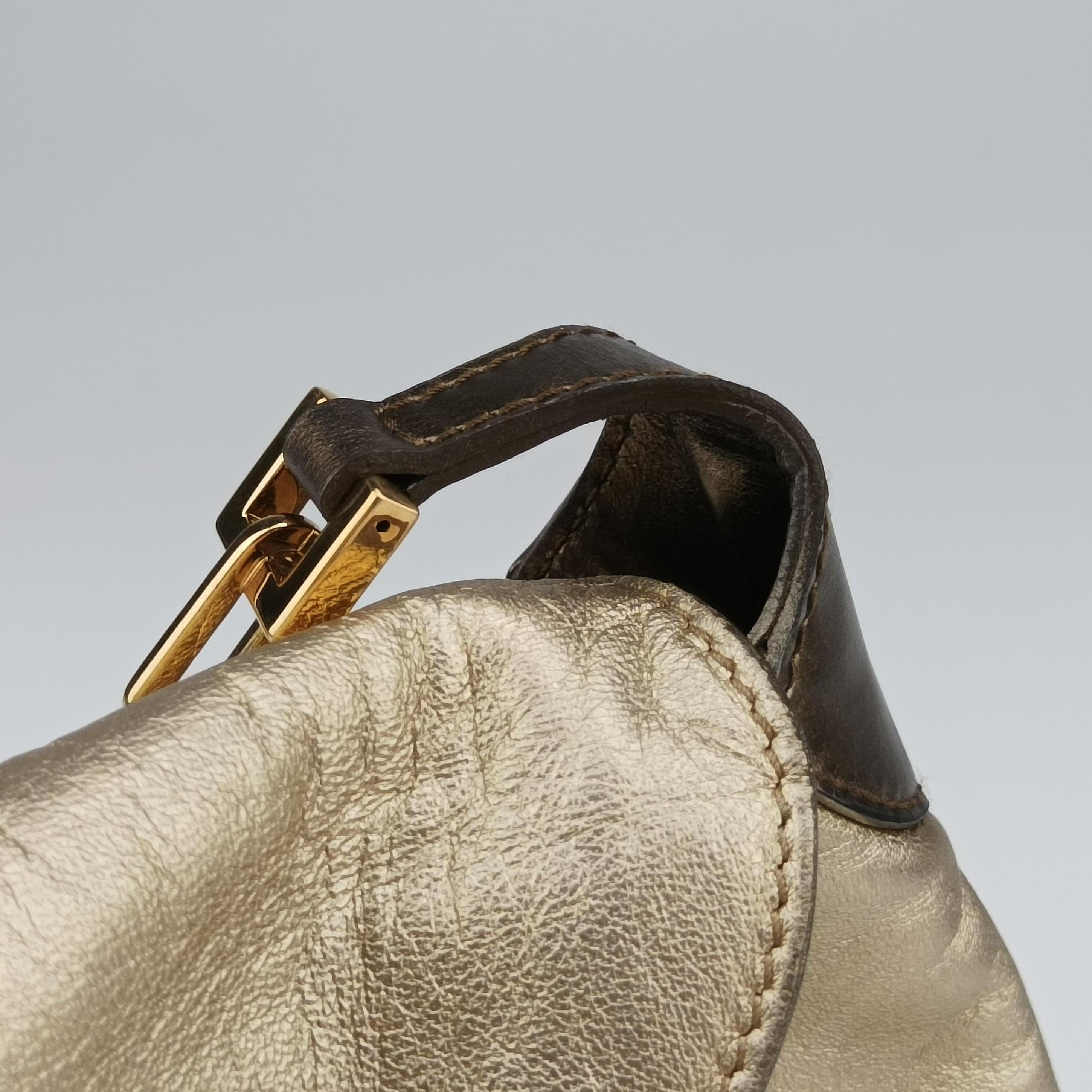 Pre-owned Gucci Tiger Head Gold x Brown Leather 001.41 shoulderbag | stylenewstar