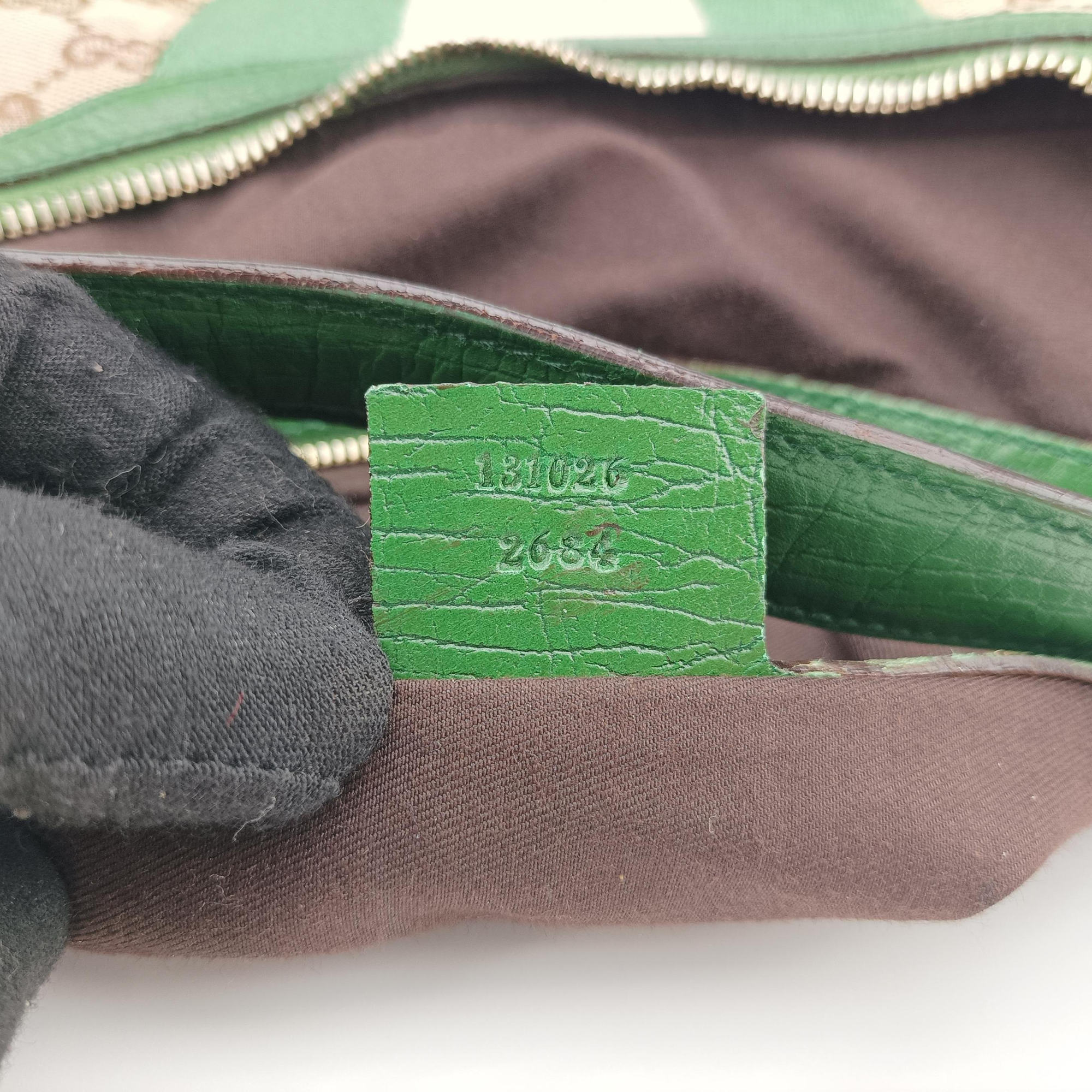 Pre-owned Gucci Horsebit Beige x Green x White canvas×leather 131026 shoulderbag | stylenewstar
