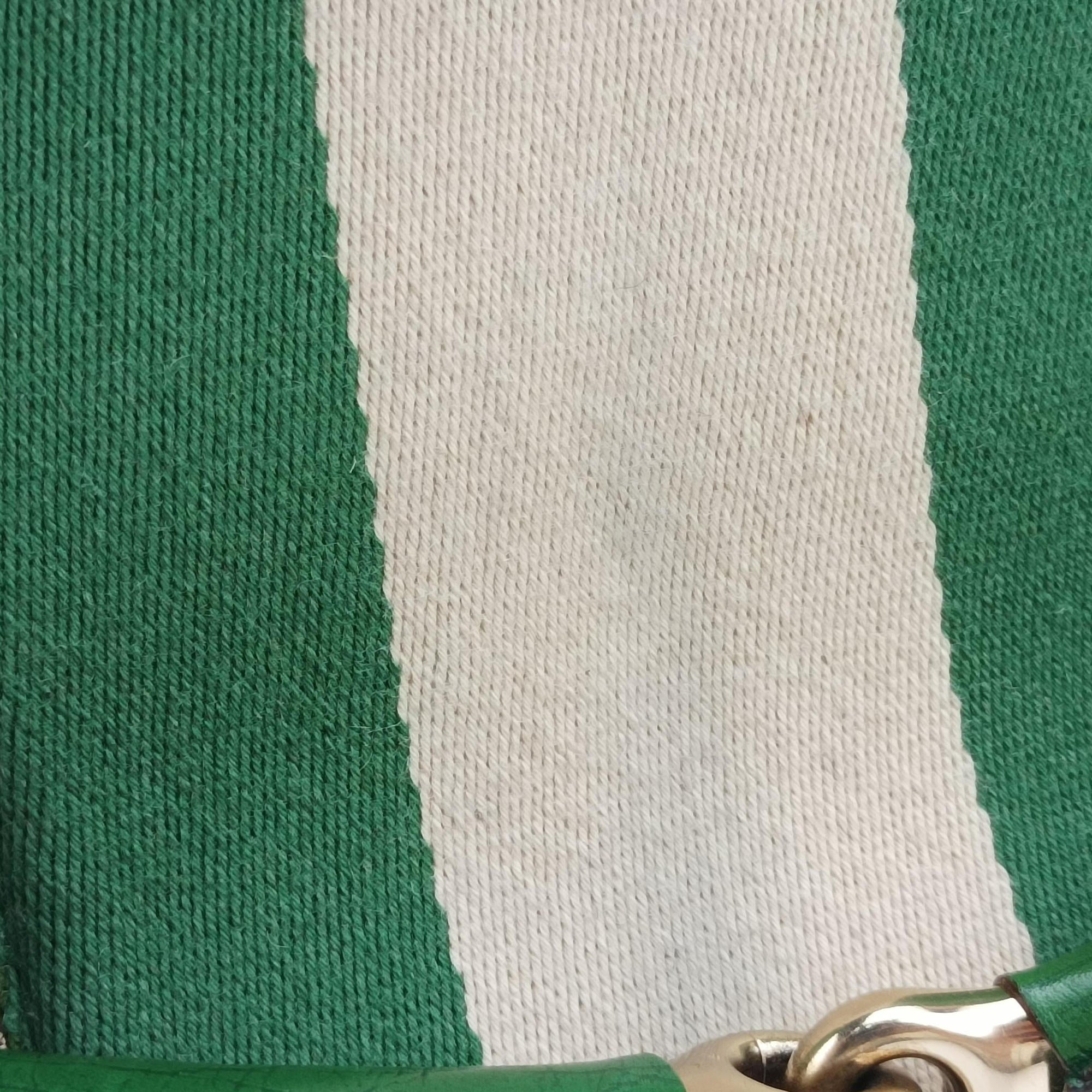 Pre-owned Gucci Horsebit Beige x Green x White canvas×leather 131026 shoulderbag | stylenewstar