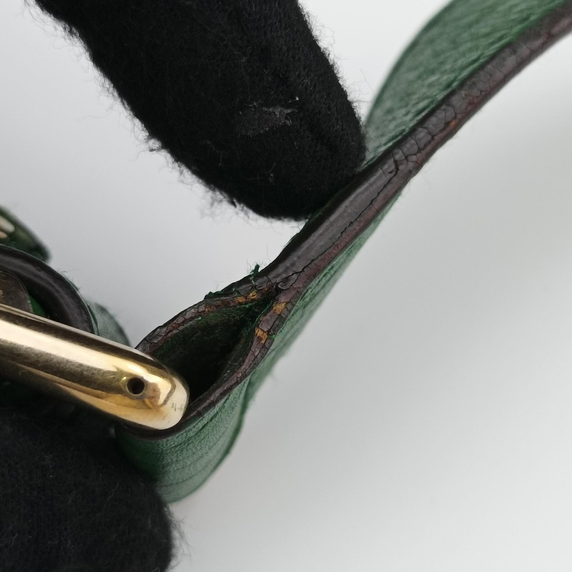 Pre-owned Gucci Horsebit Beige x Green x White canvas×leather 131026 shoulderbag | stylenewstar