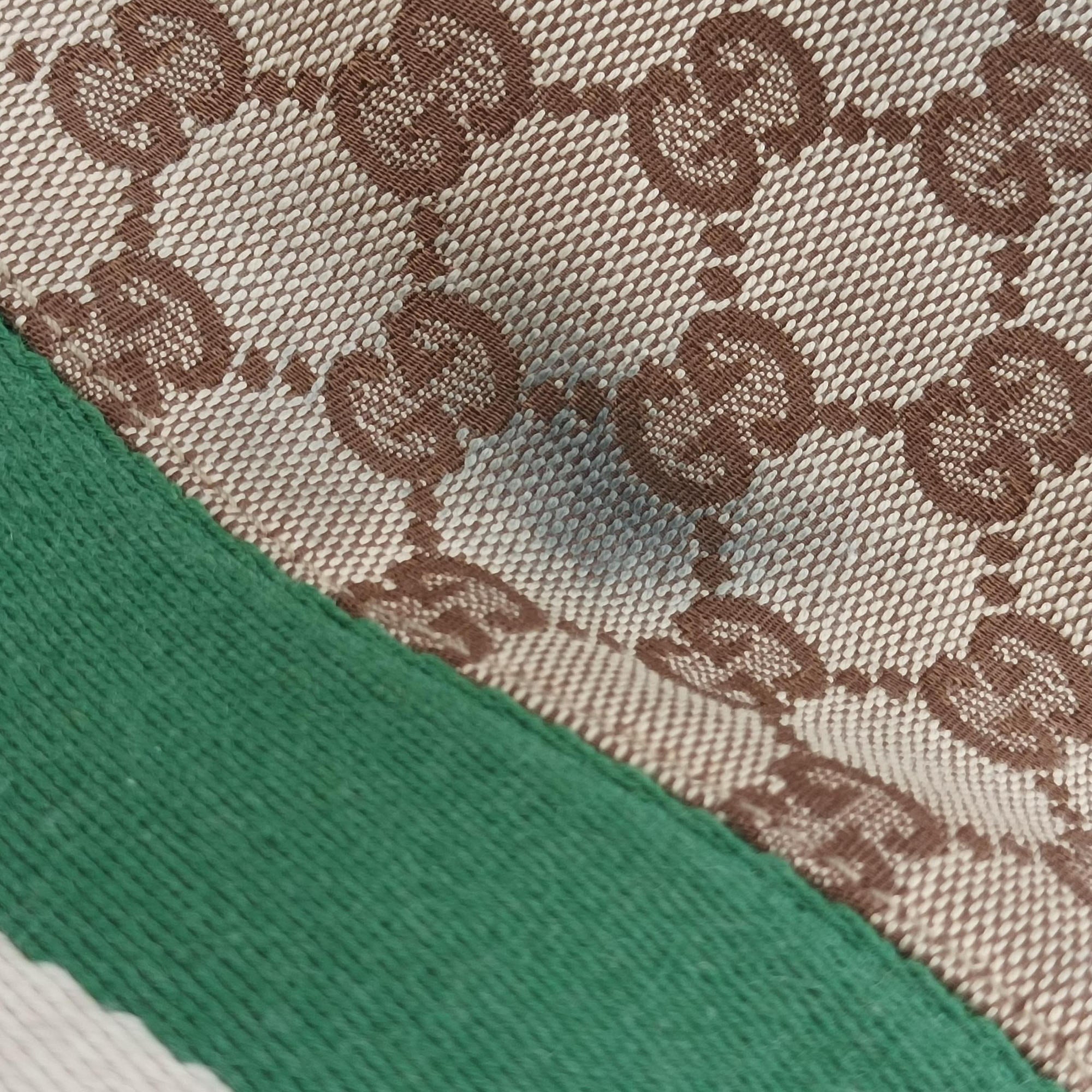 Pre-owned Gucci Horsebit Beige x Green x White canvas×leather 131026 shoulderbag | stylenewstar