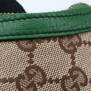 Pre-owned Gucci Horsebit Beige x Green x White canvas×leather 131026 shoulderbag | stylenewstar
