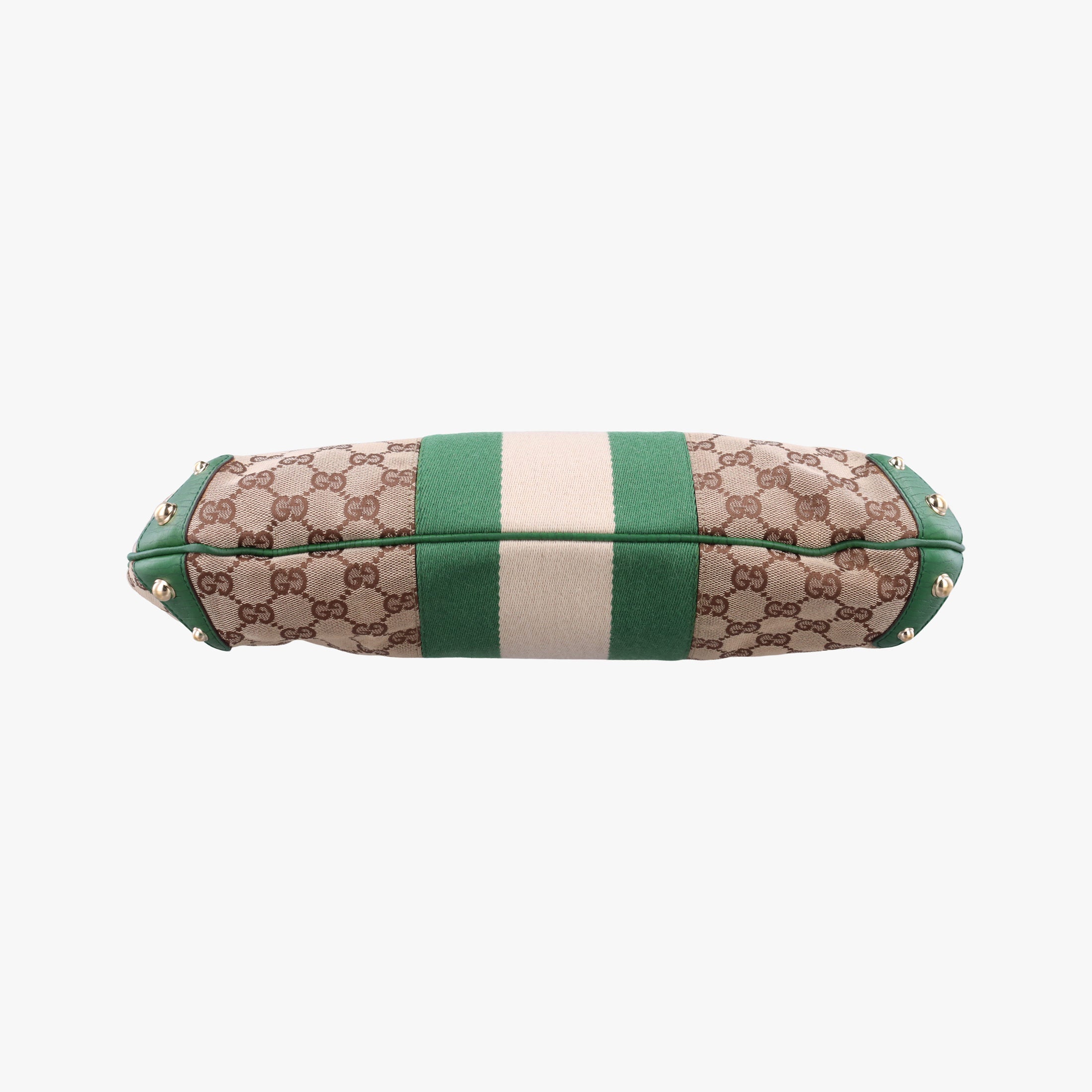Pre-owned Gucci Horsebit Beige x Green x White canvas×leather 131026 shoulderbag | stylenewstar