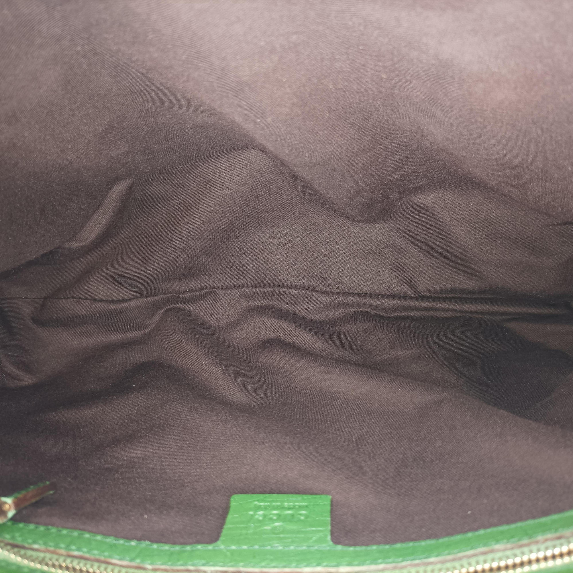 Pre-owned Gucci Horsebit Beige x Green x White canvas×leather 131026 shoulderbag | stylenewstar