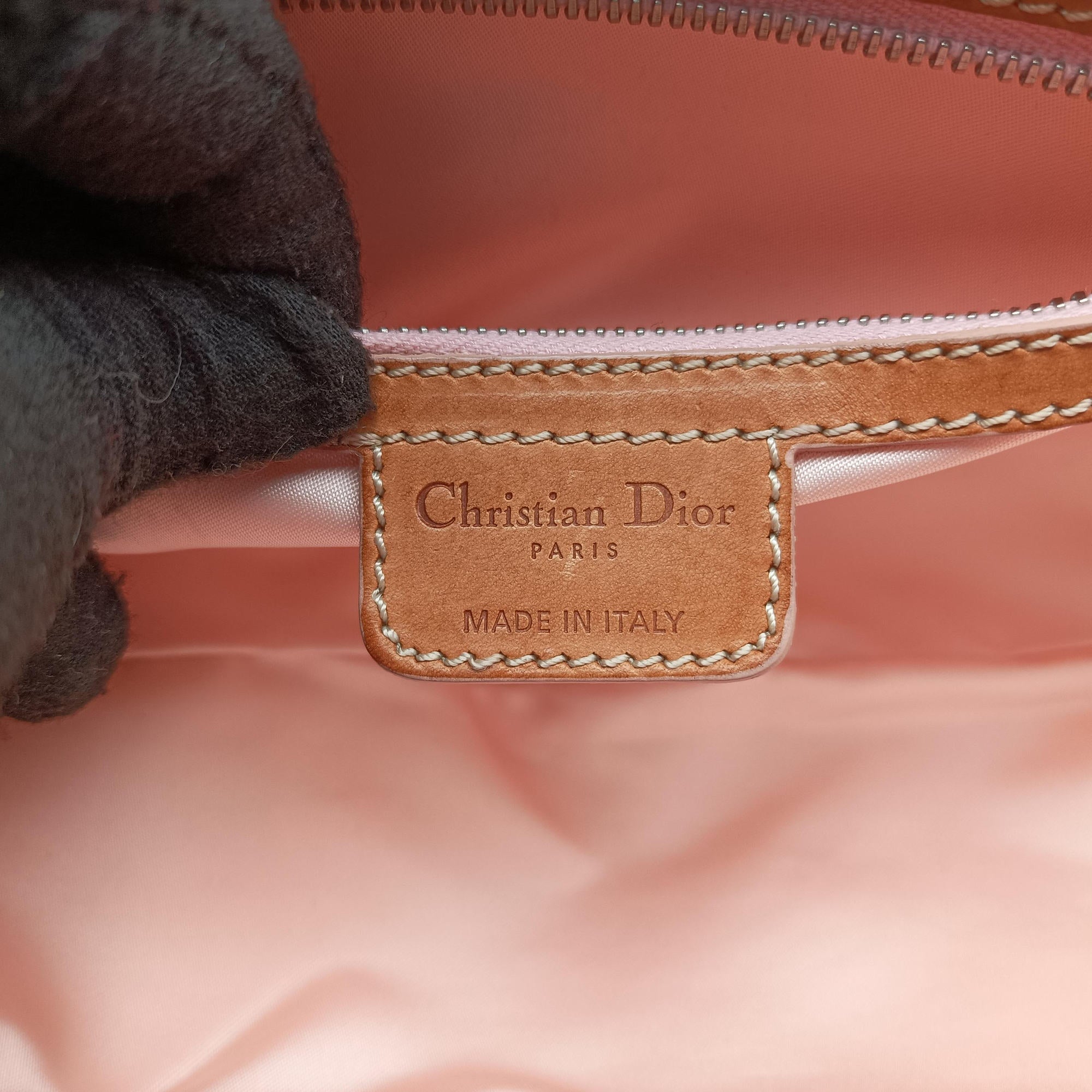 Pre-owned Christian Dior Romantique Trotter Beige x White x Pink PVC Coated Canvas x leather  shoulderbag | stylenewstar