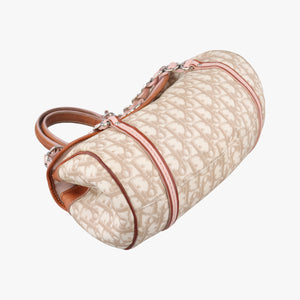 Pre-owned Christian Dior Romantique Trotter Beige x White x Pink PVC Coated Canvas x leather  shoulderbag | stylenewstar