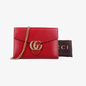 Pre-owned Gucci GG Marmont Red Leather 401232 shoulderbag | stylenewstar