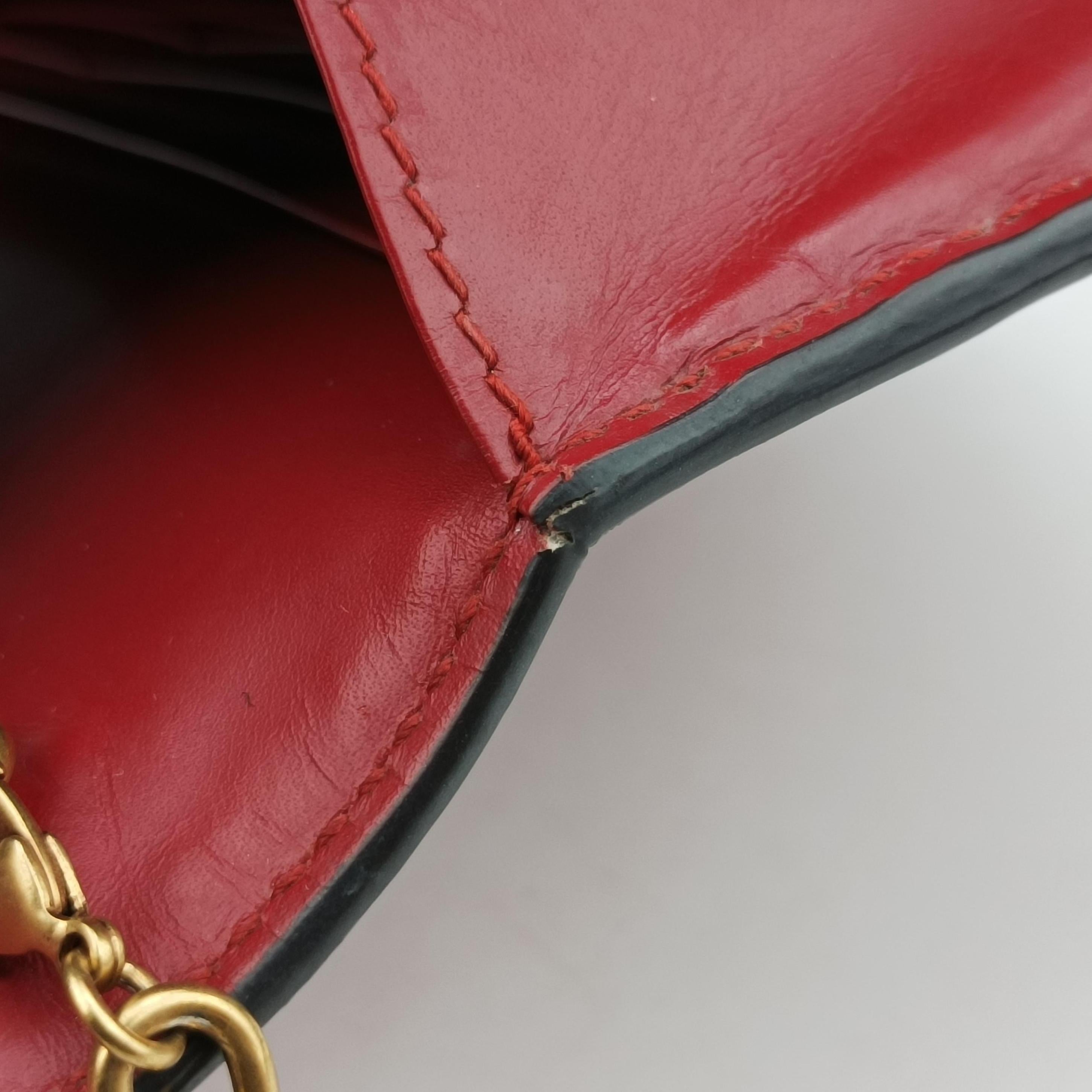 Pre-owned Gucci GG Marmont Red Leather 401232 shoulderbag | stylenewstar
