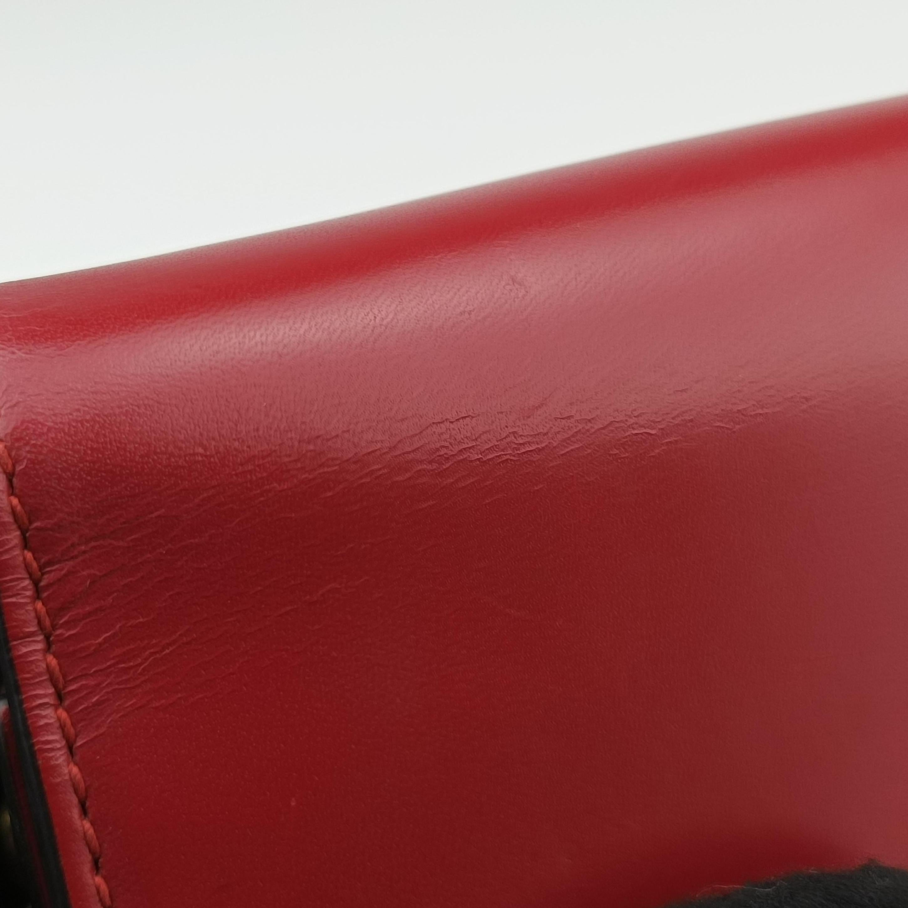 Pre-owned Gucci GG Marmont Red Leather 401232 shoulderbag | stylenewstar