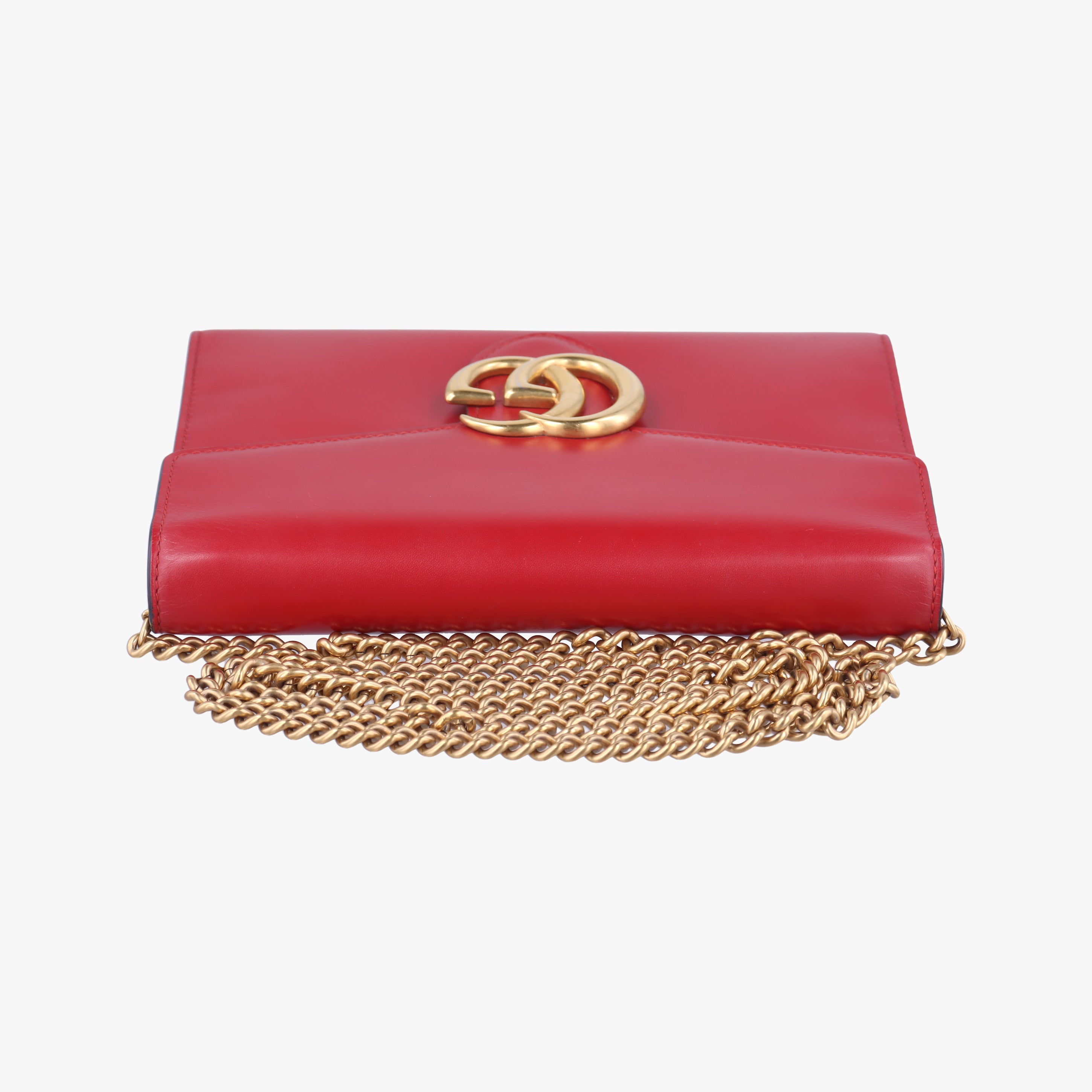 Pre-owned Gucci GG Marmont Red Leather 401232 shoulderbag | stylenewstar