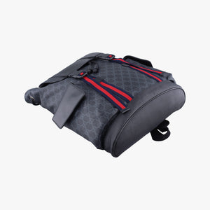 Pre-owned Gucci GG Supreme Black x Gray x Navy x Red PVC coated canvas×Leather 495563 backpack/rucksack | stylenewstar