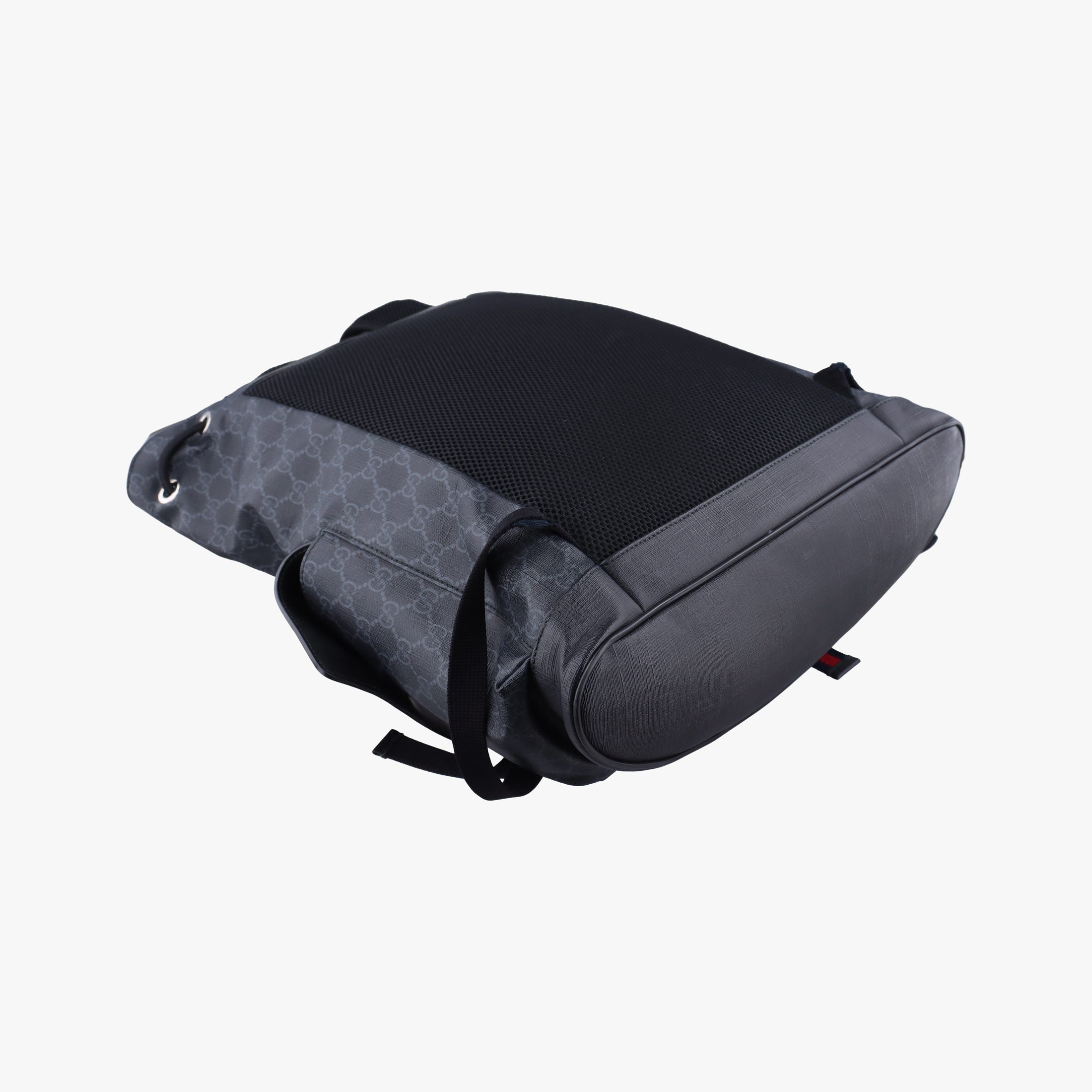 Pre-owned Gucci GG Supreme Black x Gray x Navy x Red PVC coated canvas×Leather 495563 backpack/rucksack | stylenewstar