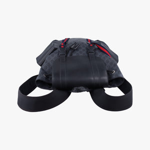 Pre-owned Gucci GG Supreme Black x Gray x Navy x Red PVC coated canvas×Leather 495563 backpack/rucksack | stylenewstar