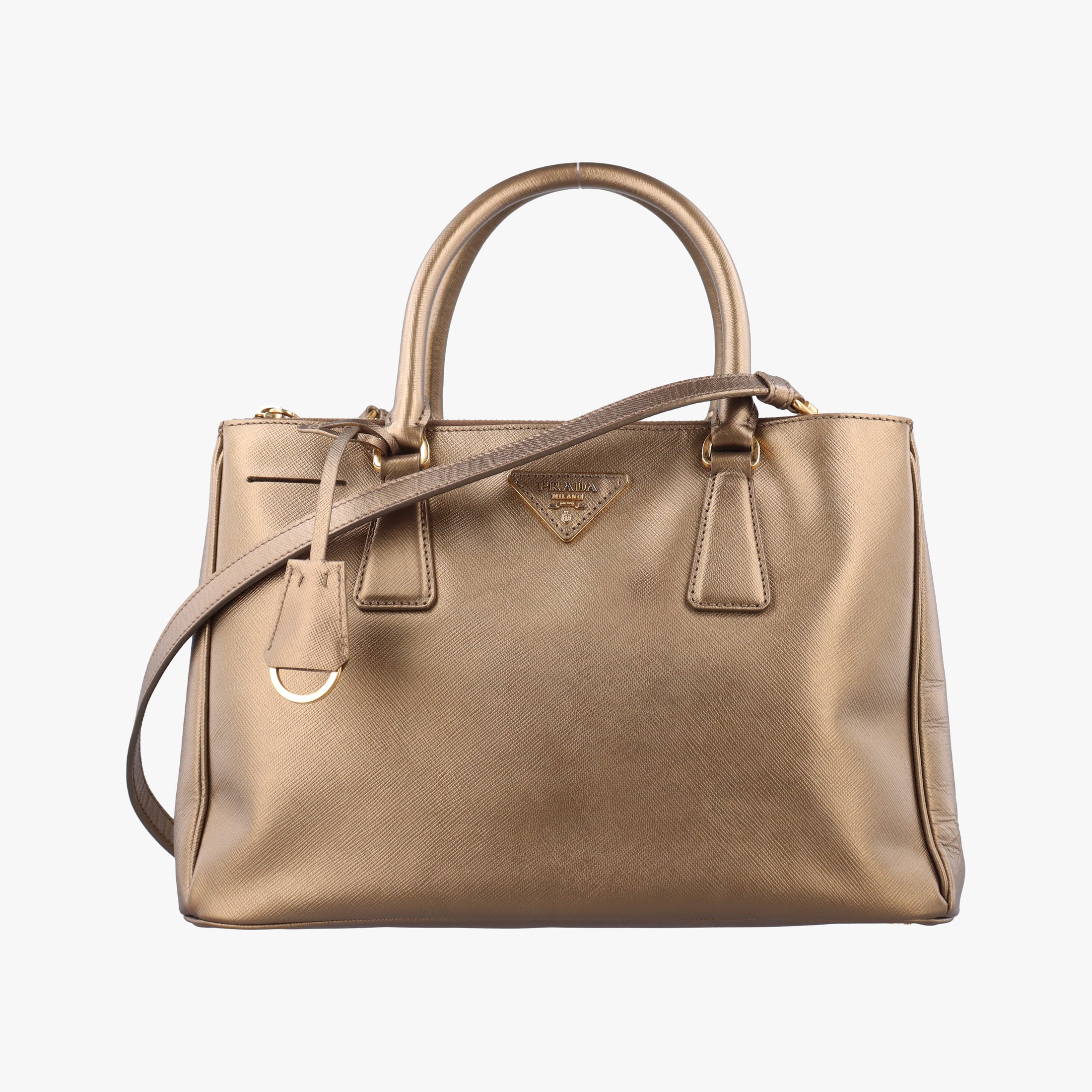 Pre-owned Prada Galleria Golden SAFFIANO Leather BN2274 shoulderbag | stylenewstar