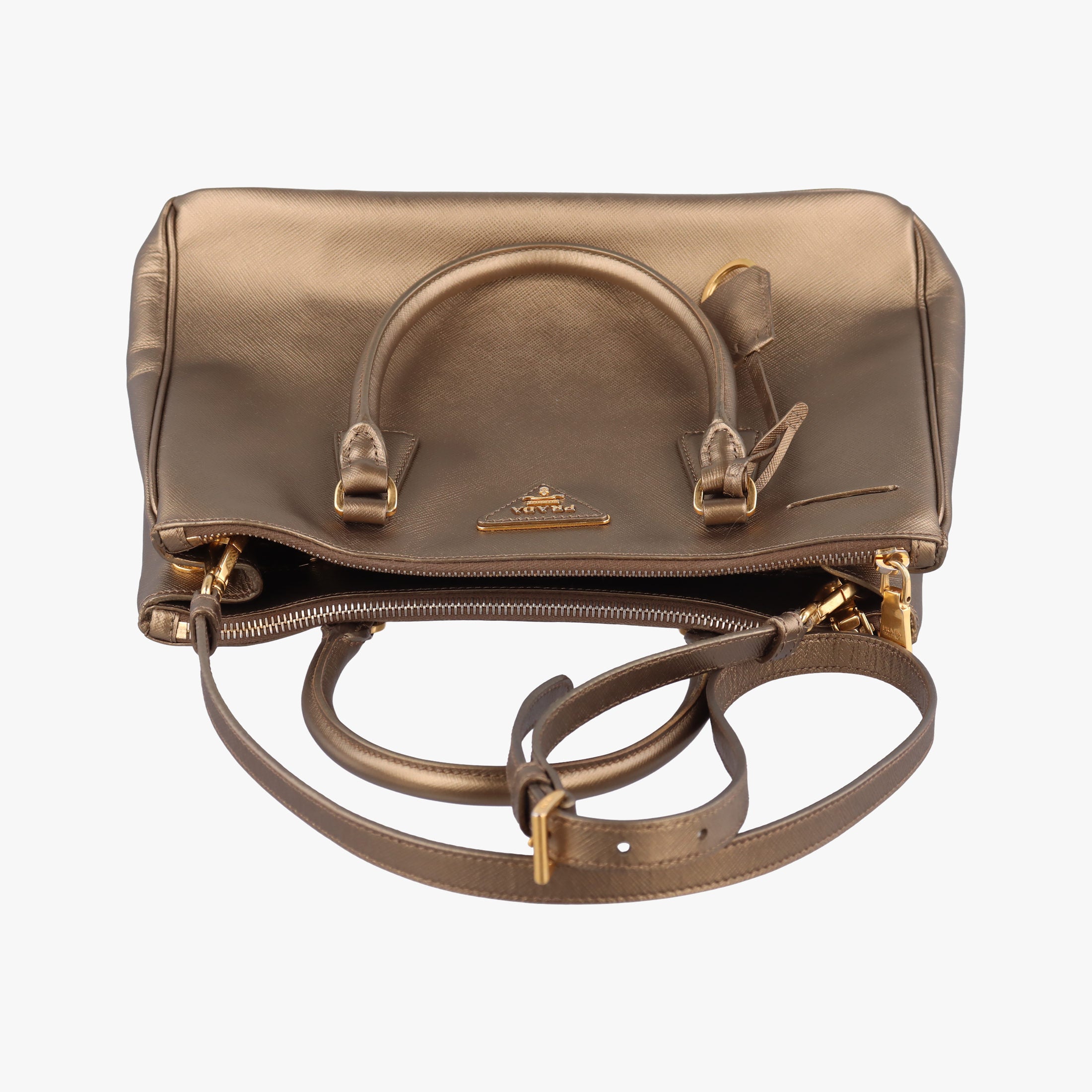 Pre-owned Prada Galleria Golden SAFFIANO Leather BN2274 shoulderbag | stylenewstar