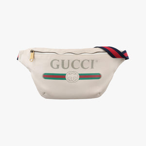 Pre-owned Gucci Gucci Print White Leather 530412 bum bag/waist bag | stylenewstar