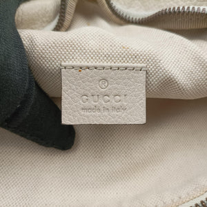Pre-owned Gucci Gucci Print White Leather 530412 bum bag/waist bag | stylenewstar