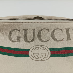 Pre-owned Gucci Gucci Print White Leather 530412 bum bag/waist bag | stylenewstar