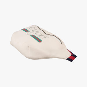 Pre-owned Gucci Gucci Print White Leather 530412 bum bag/waist bag | stylenewstar