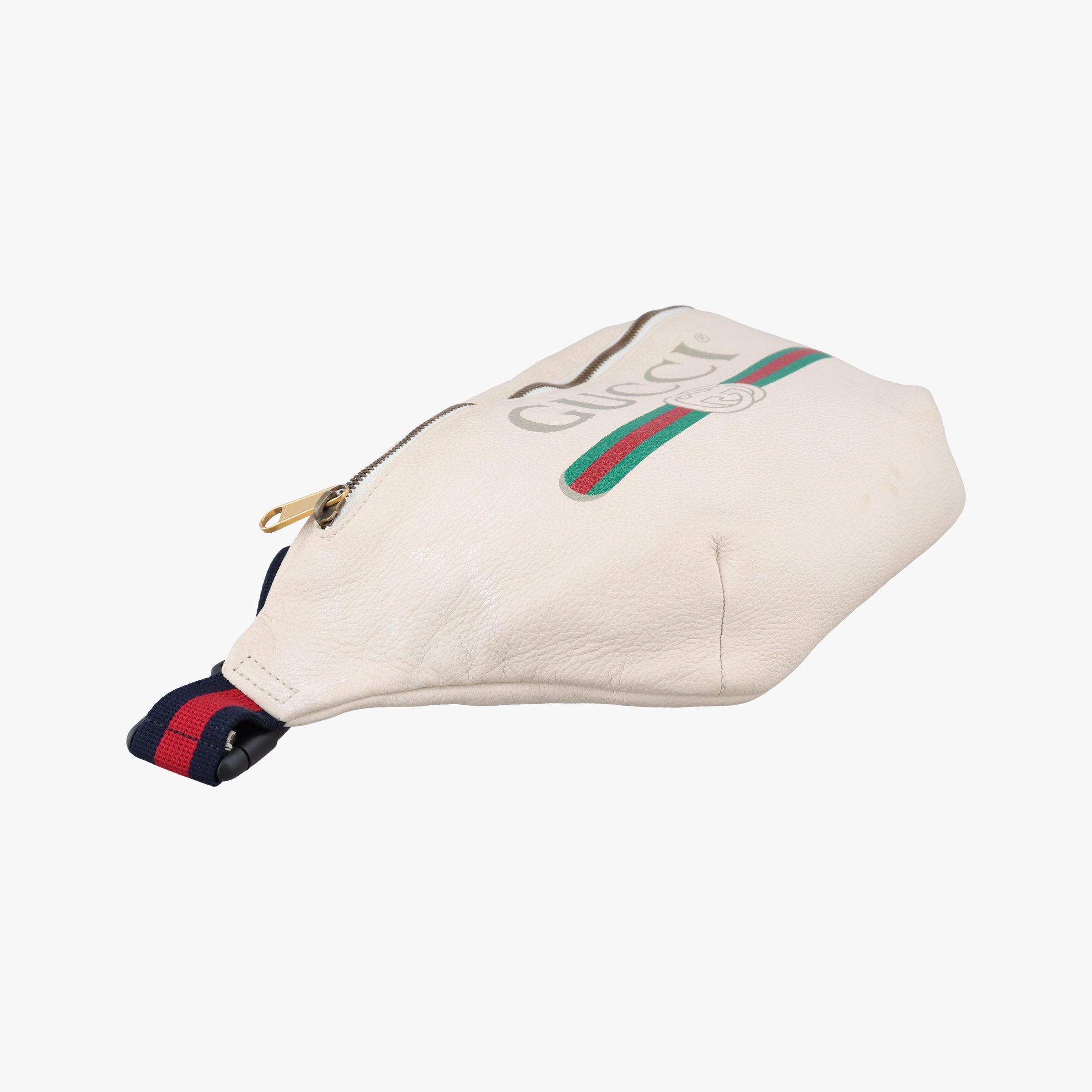Pre-owned Gucci Gucci Print White Leather 530412 bum bag/waist bag | stylenewstar