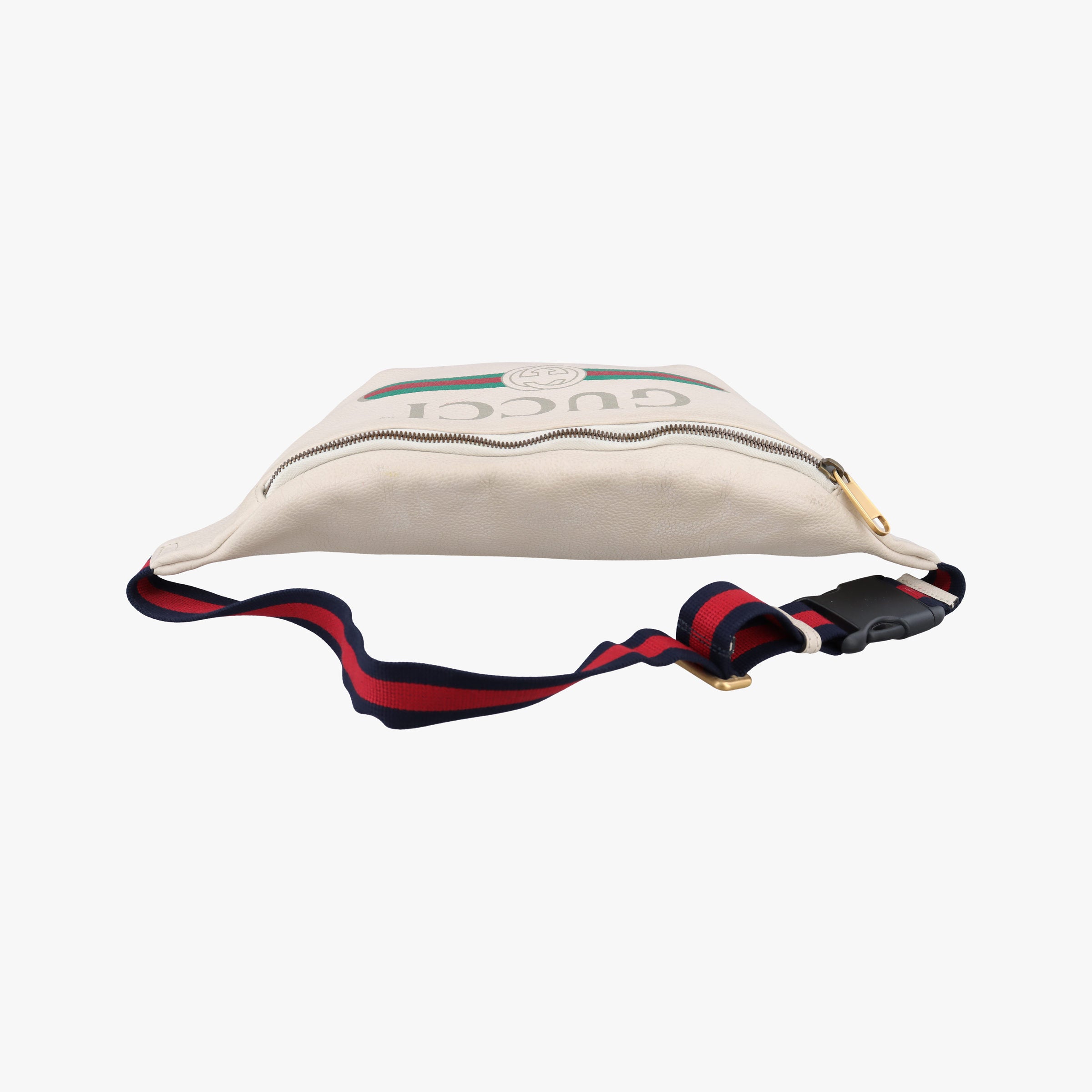 Pre-owned Gucci Gucci Print White Leather 530412 bum bag/waist bag | stylenewstar