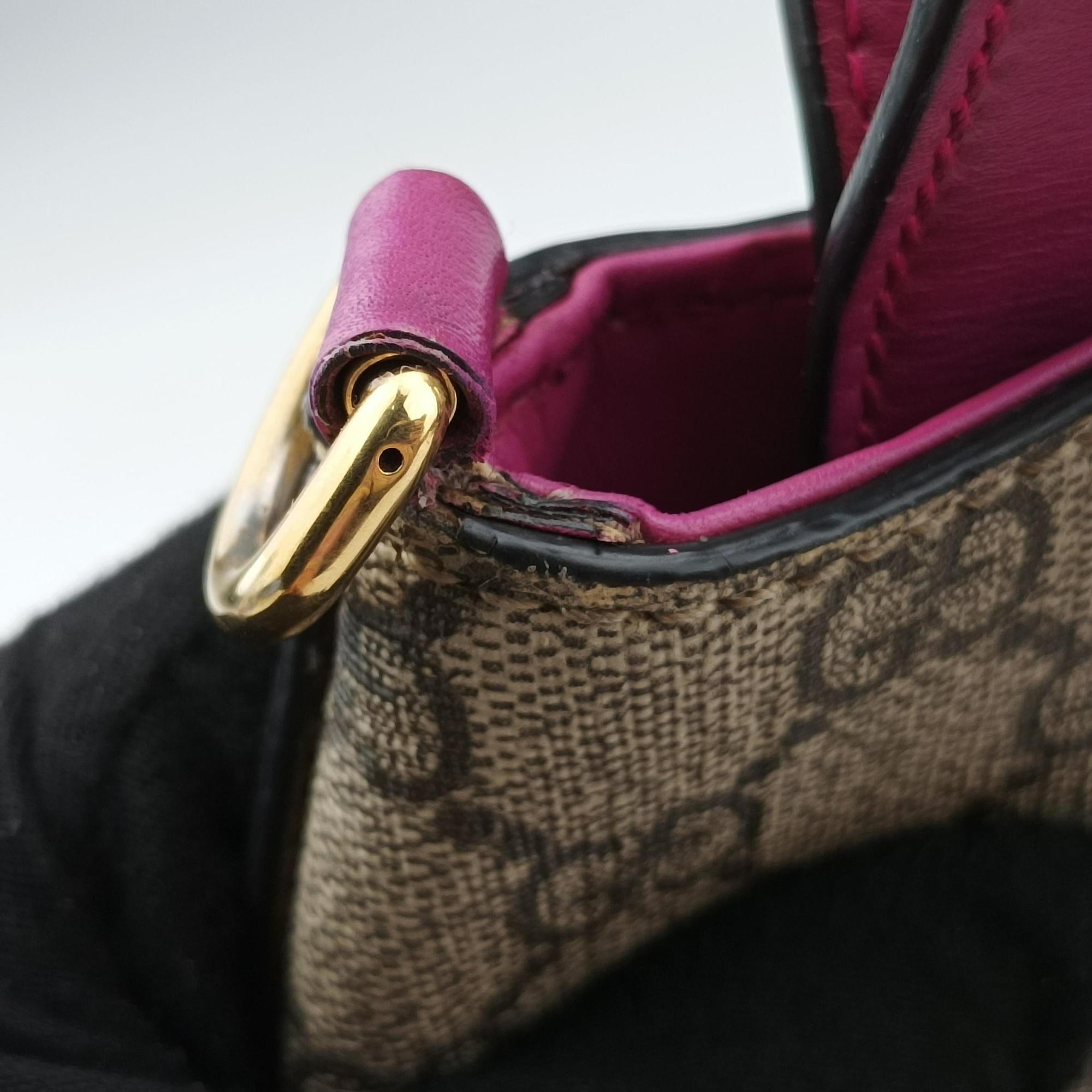 Pre-owned Gucci GG SUPREME Beige×Pink×Red PVC coated canvas×Leather 409534 shoulderbag | stylenewstar