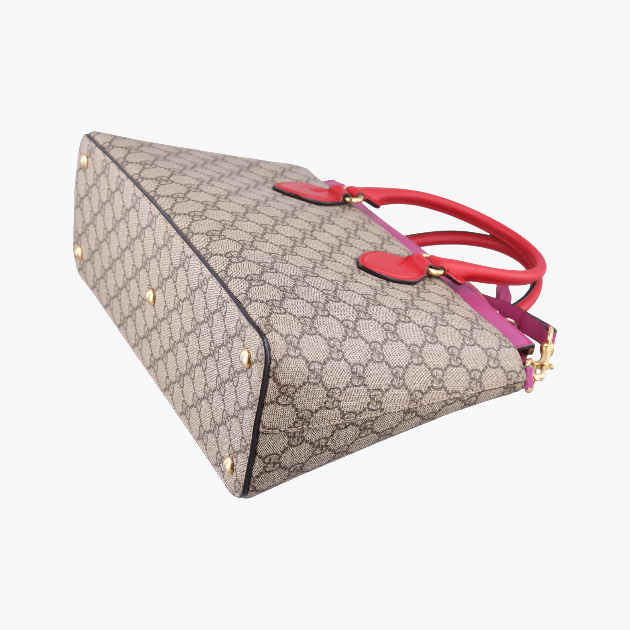 Pre-owned Gucci GG SUPREME Beige×Pink×Red PVC coated canvas×Leather 409534 shoulderbag | stylenewstar