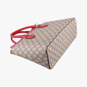 Pre-owned Gucci GG SUPREME Beige×Pink×Red PVC coated canvas×Leather 409534 shoulderbag | stylenewstar