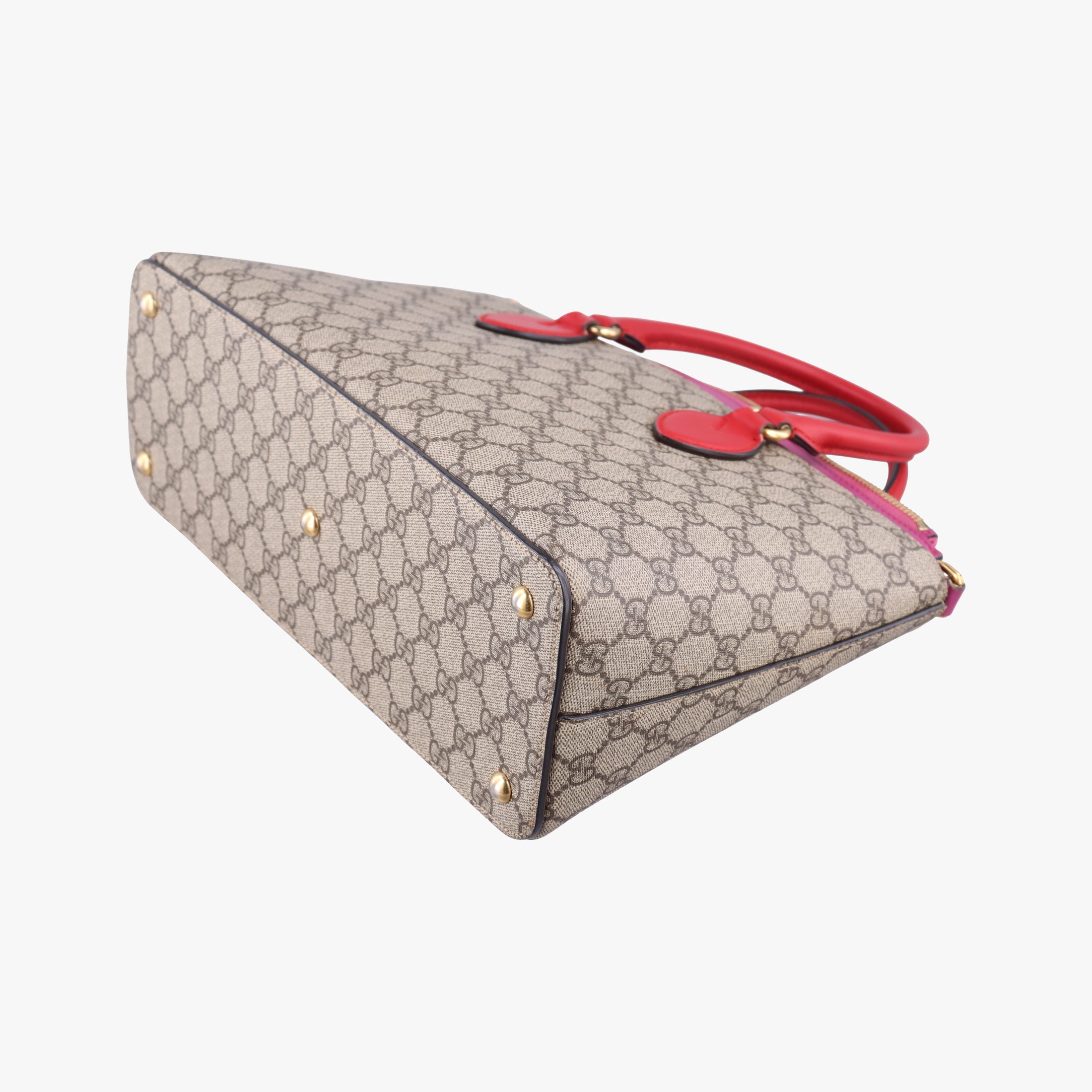 Pre-owned Gucci GG SUPREME Beige×Pink×Red PVC coated canvas×Leather 409534 shoulderbag | stylenewstar