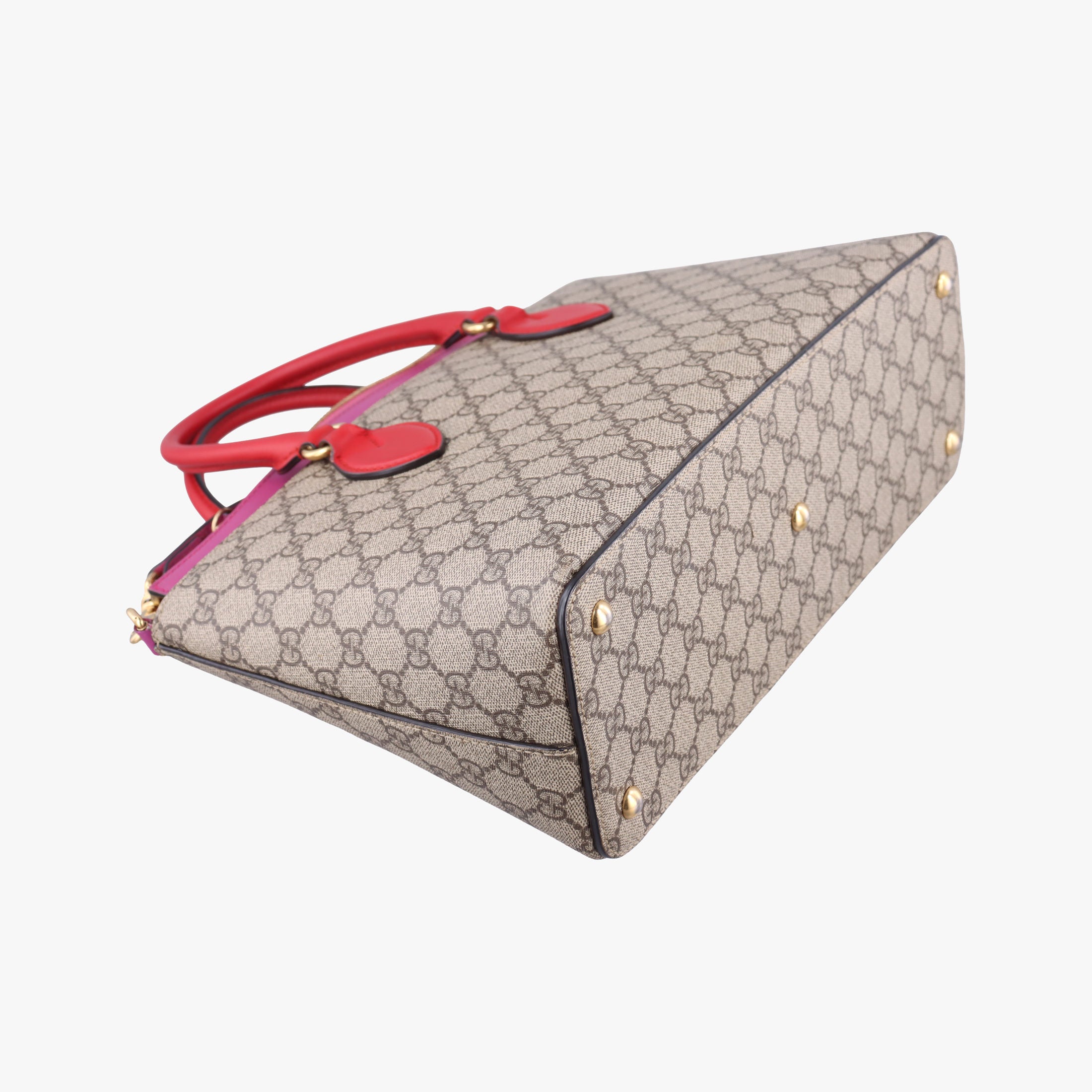 Pre-owned Gucci GG SUPREME Beige×Pink×Red PVC coated canvas×Leather 409534 shoulderbag | stylenewstar