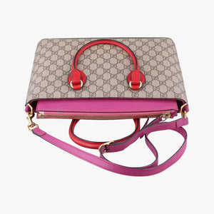 Pre-owned Gucci GG SUPREME Beige×Pink×Red PVC coated canvas×Leather 409534 shoulderbag | stylenewstar
