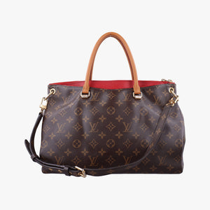 Pre-owned Louis Vuitton PALLAS Brown×CERISE Monogram Canvas×calf leather M41175 shoulderbag | stylenewstar
