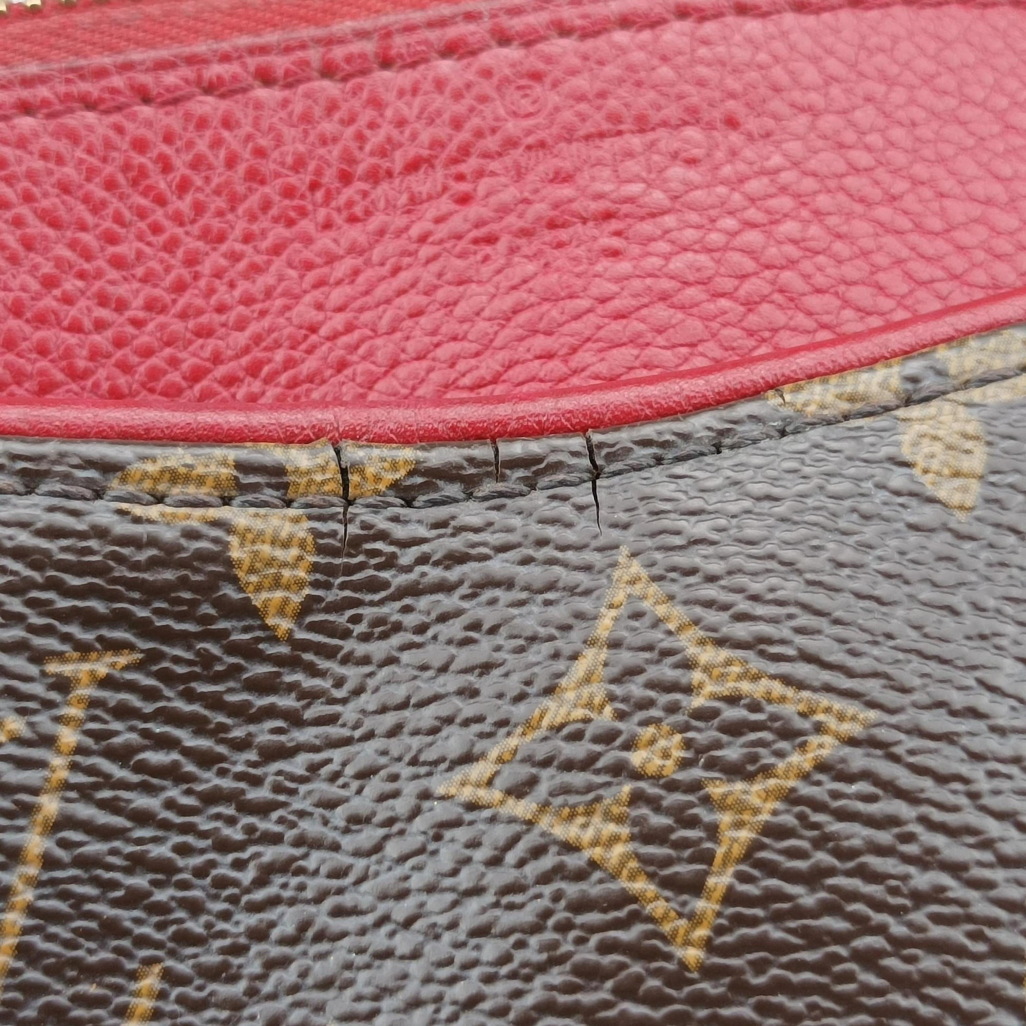 Pre-owned Louis Vuitton PALLAS Brown×CERISE Monogram Canvas×calf leather M41175 shoulderbag | stylenewstar