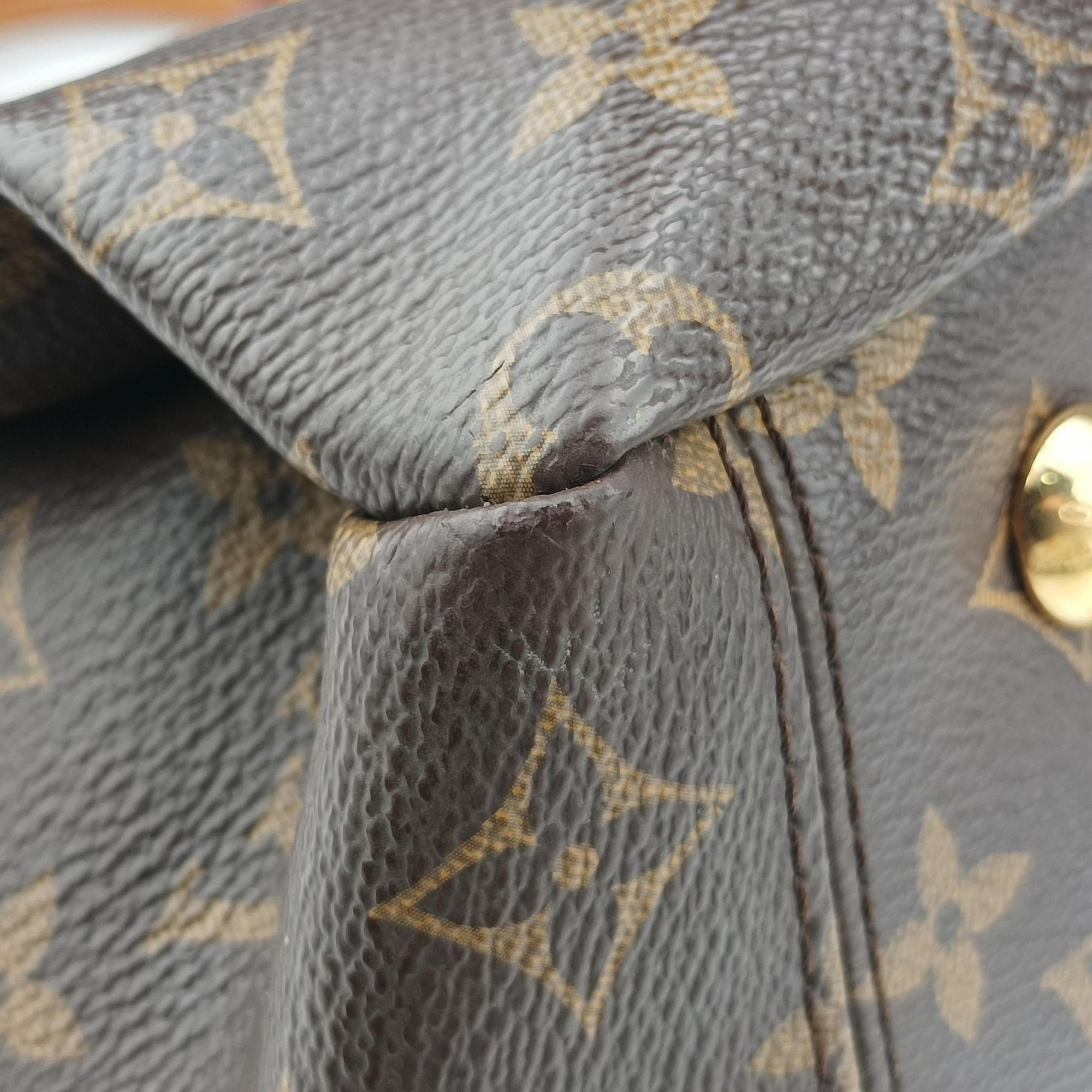 Pre-owned Louis Vuitton PALLAS Brown×CERISE Monogram Canvas×calf leather M41175 shoulderbag | stylenewstar