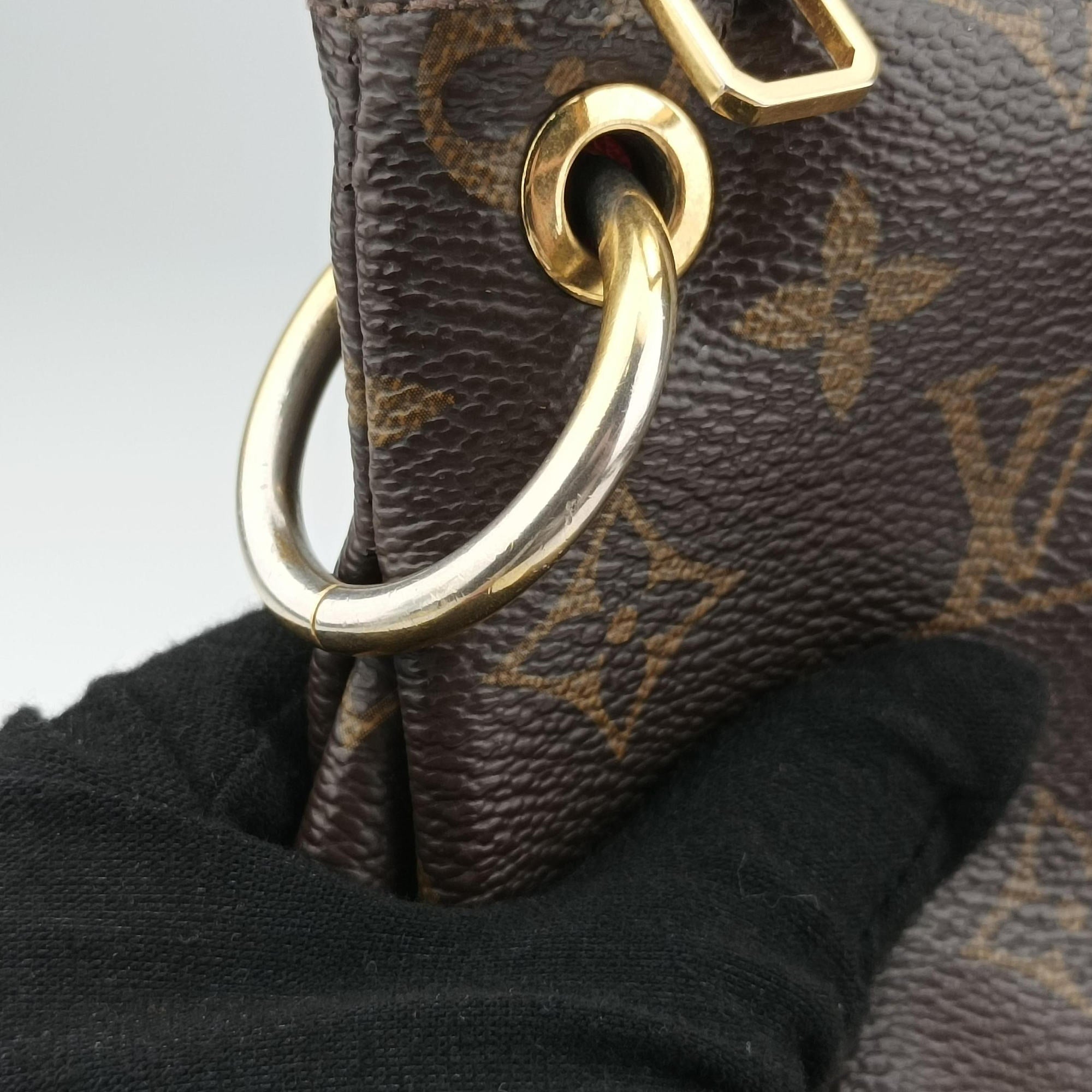 Pre-owned Louis Vuitton PALLAS Brown×CERISE Monogram Canvas×calf leather M41175 shoulderbag | stylenewstar