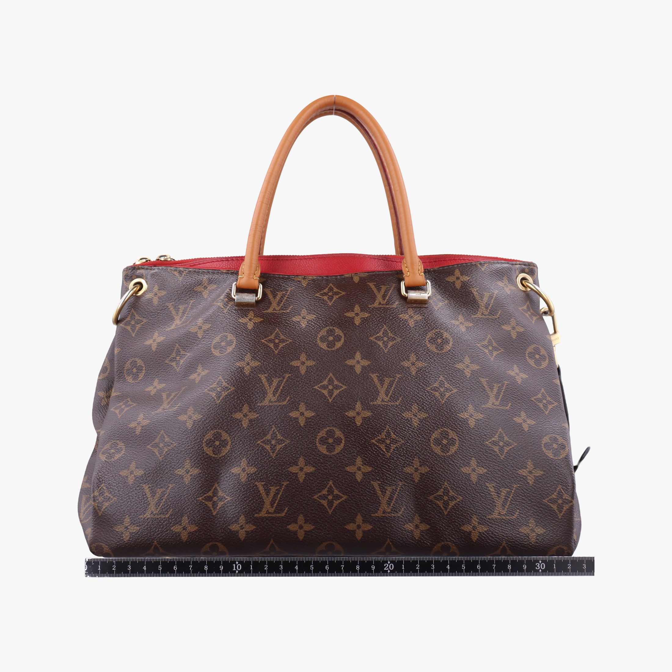 Pre-owned Louis Vuitton PALLAS Brown×CERISE Monogram Canvas×calf leather M41175 shoulderbag | stylenewstar
