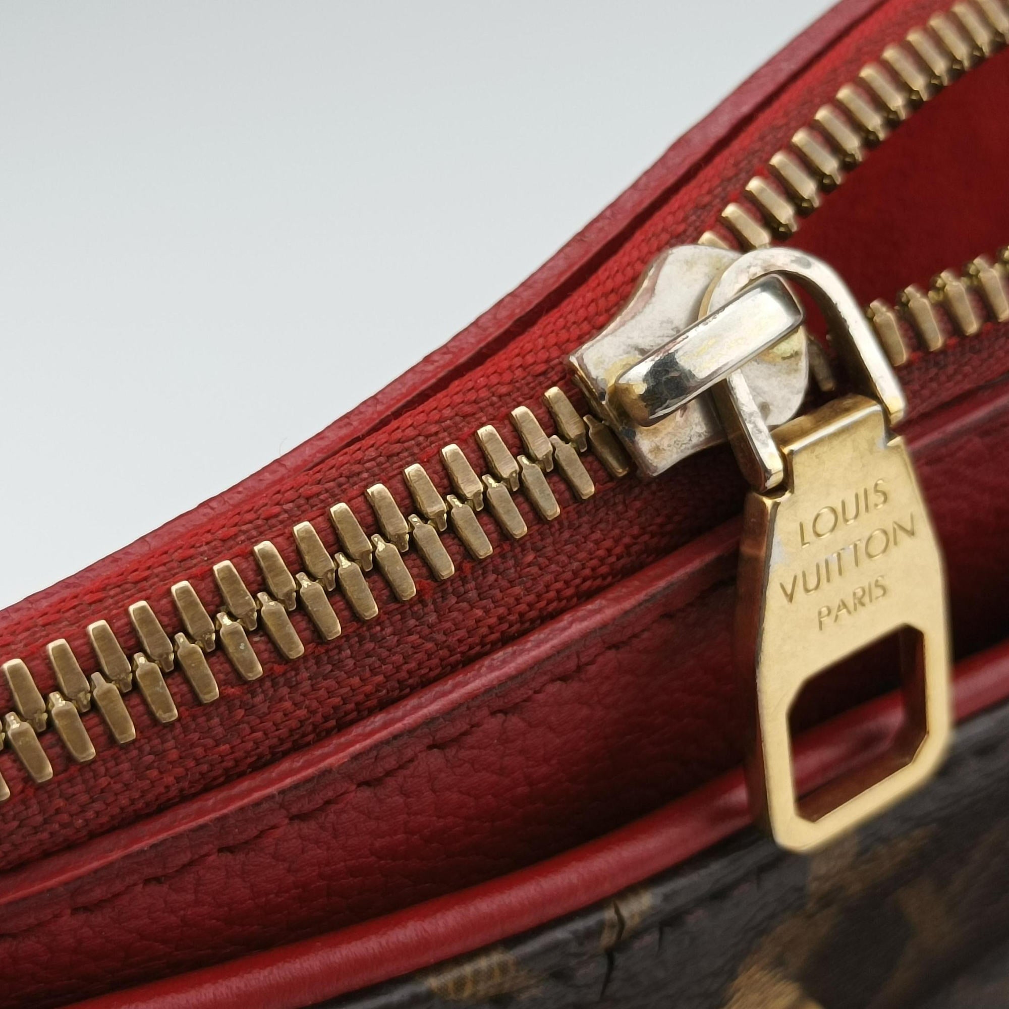 Pre-owned Louis Vuitton PALLAS Brown×CERISE Monogram Canvas×calf leather M41175 shoulderbag | stylenewstar