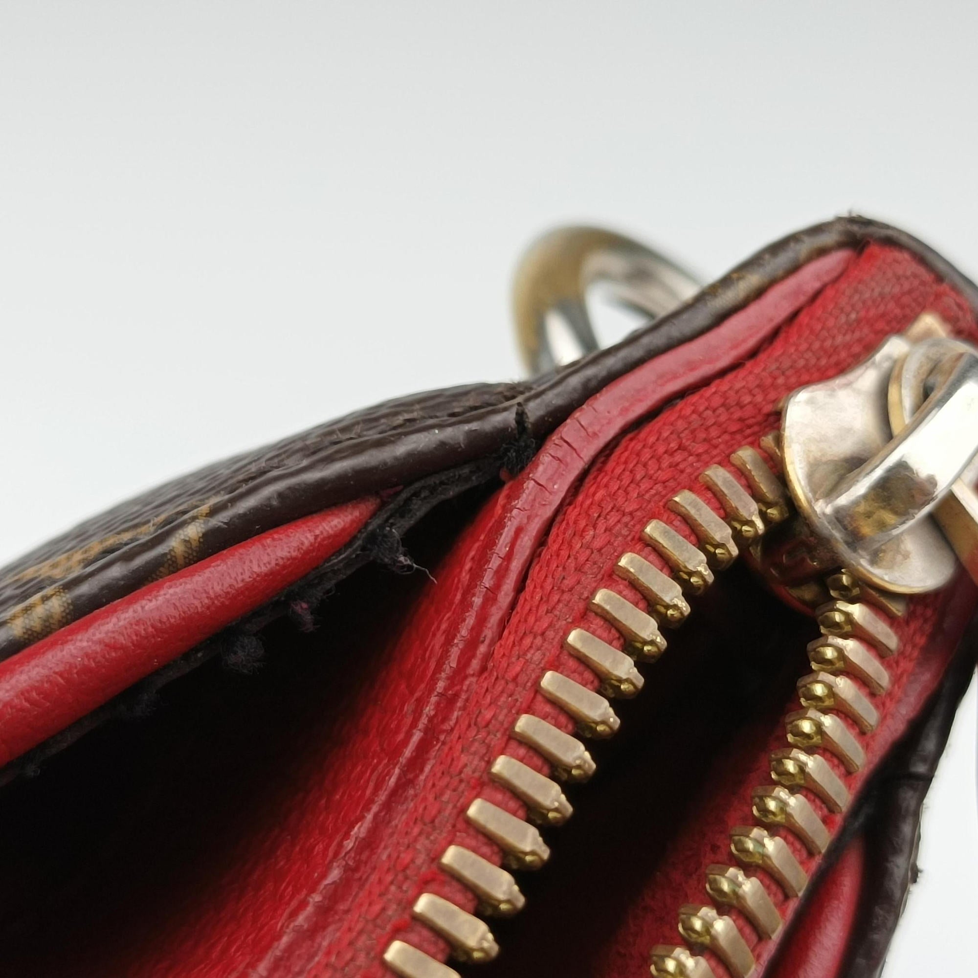 Pre-owned Louis Vuitton PALLAS Brown×CERISE Monogram Canvas×calf leather M41175 shoulderbag | stylenewstar