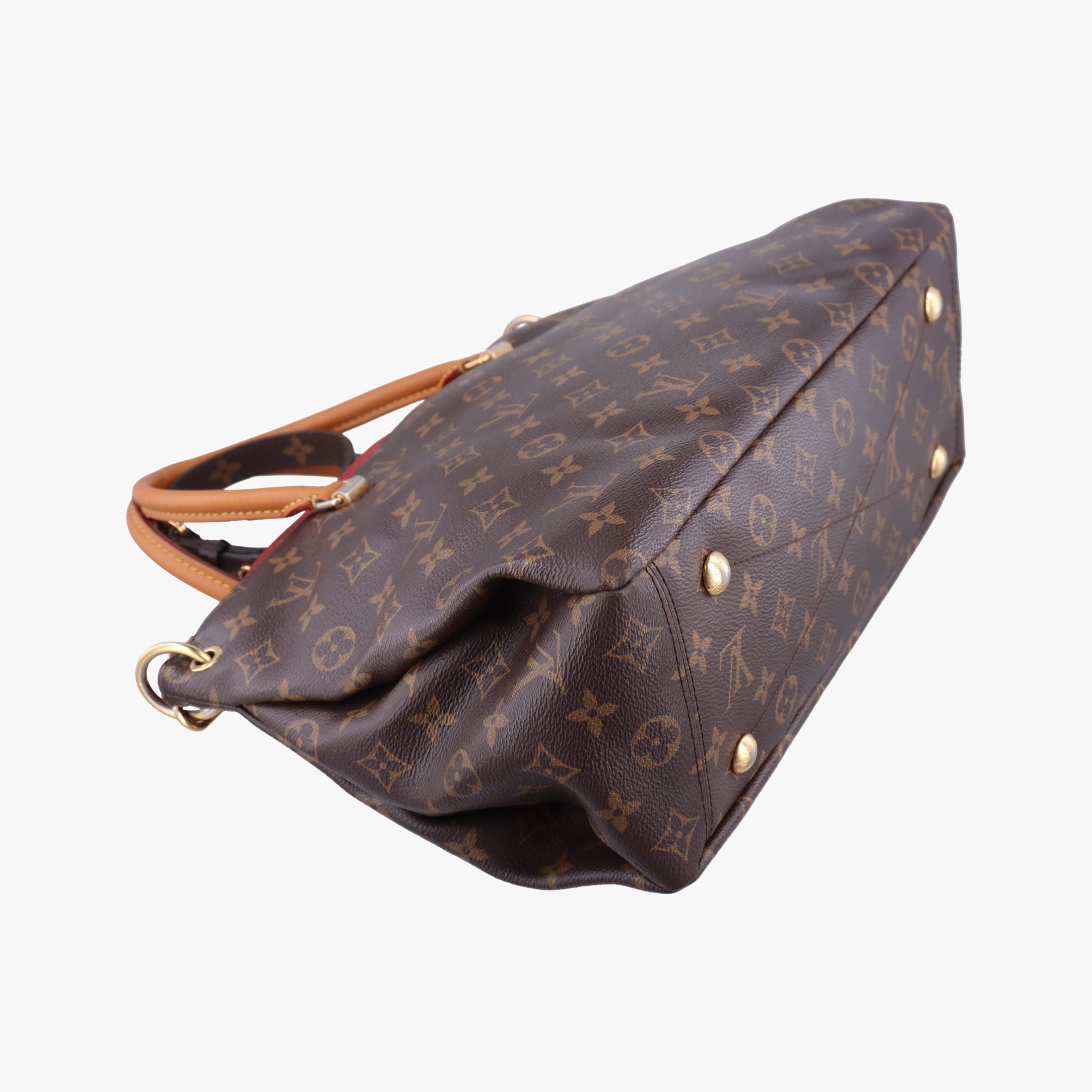 Pre-owned Louis Vuitton PALLAS Brown×CERISE Monogram Canvas×calf leather M41175 shoulderbag | stylenewstar