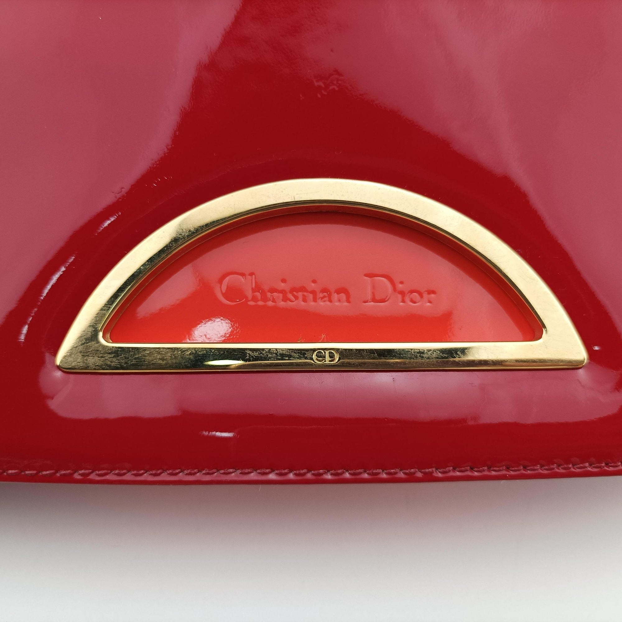 Pre-owned Christian Dior Maris Pearl Red patent  handbag | stylenewstar